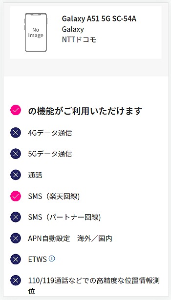 楽天モバイル Galaxy A51 5G SC-54A 使える
