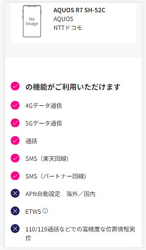 ドコモ AQUOS R7 SH-52C 楽天モバイル 使える