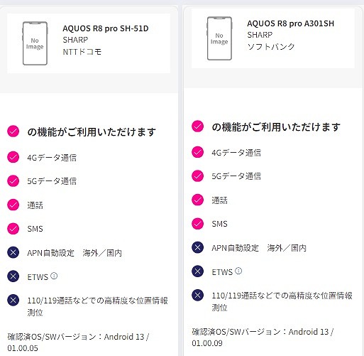 AQUOS R8 pro 楽天モバイル 使える