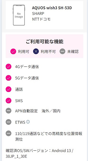 楽天モバイル AQUOS wish3 SH-53D 使える
