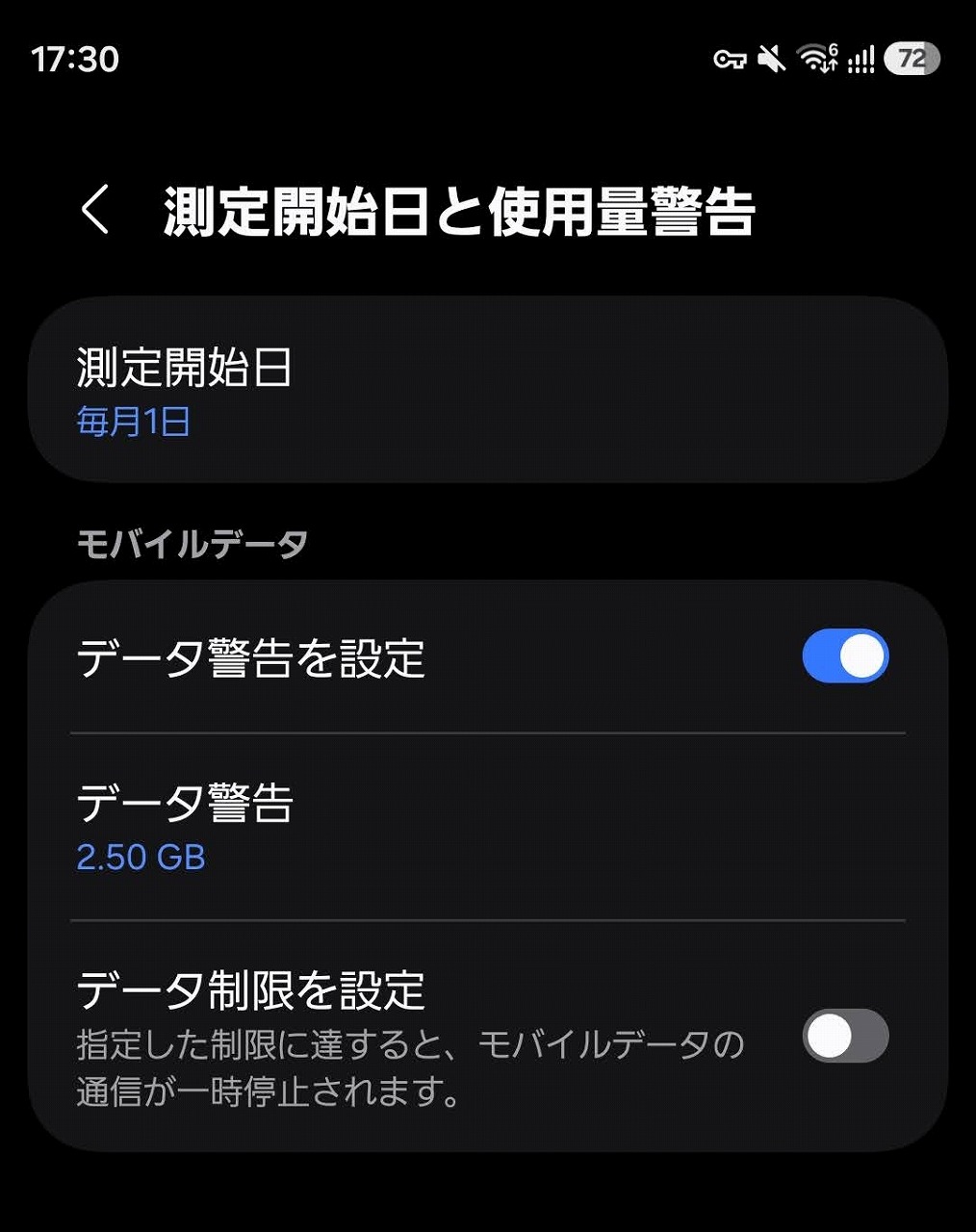 Androidのデータ容量管理機能