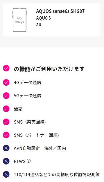 AQUOS sense6s 楽天モバイル 使える