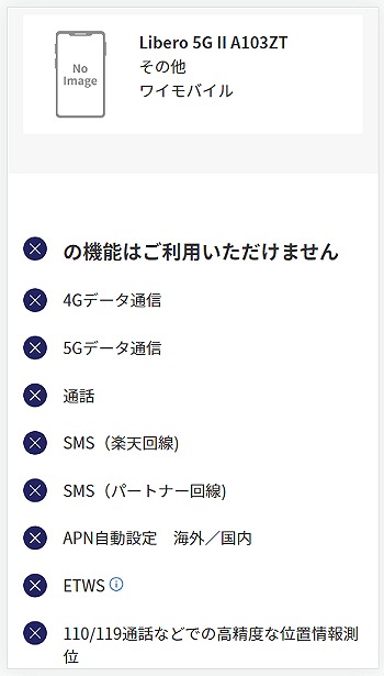 ワイモバイル Libero 5G II A103ZT 楽天モバイル